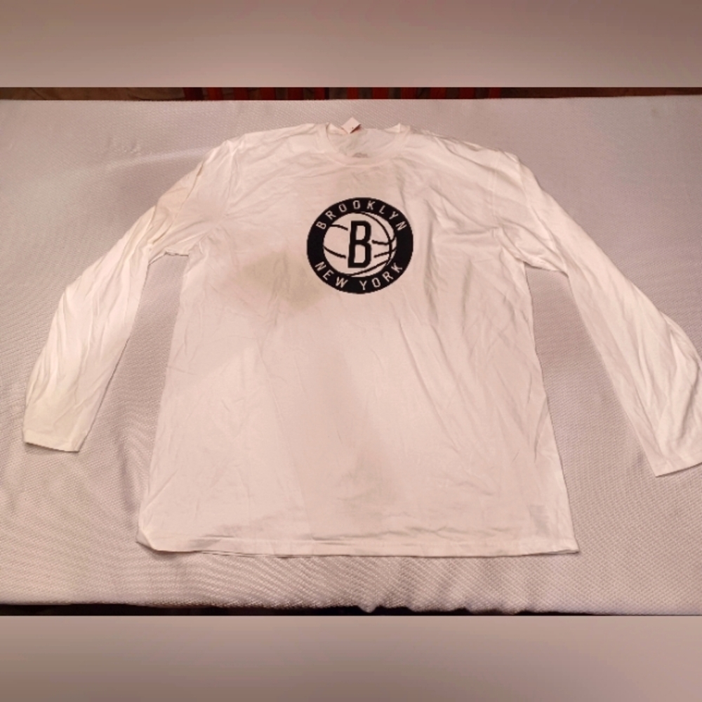Mens Brooklyn Nets T-Shirt 2XL White 🆕 Cotton Shirt 🏀 NBA